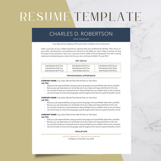 ATS-Friendly Resume Template for Google Docs, Word, Pages - Digital Download (Style 108)