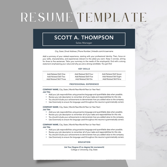 ATS-Friendly Resume Template for Google Docs, Word, Pages - Digital Download (Style 111)