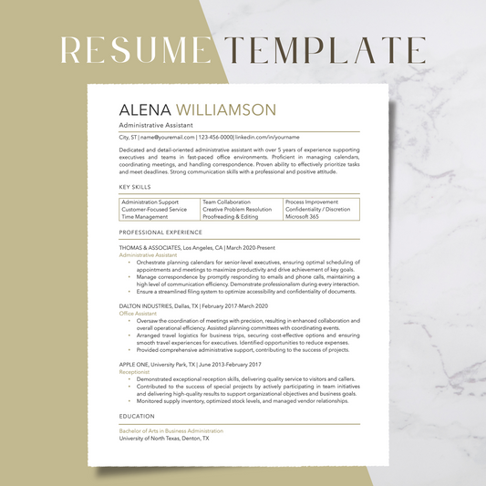 ATS-Friendly Resume Template for Google Docs, Word, Pages - Digital Download (Style 104)