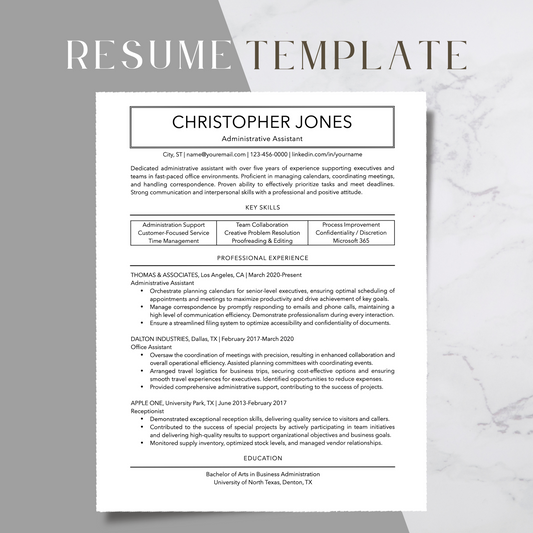 ATS-Friendly Resume Template for Google Docs, Word, Pages - Digital Download (Style 105)