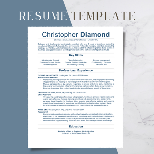 ATS-Friendly Resume Template for Google Docs, Word, Pages - Digital Download (Style 102)