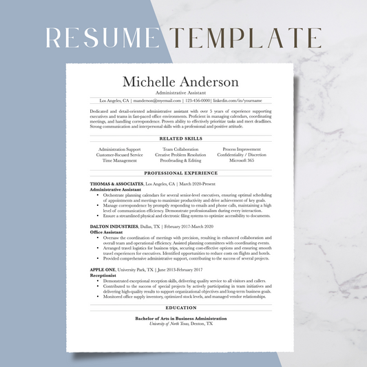 ATS-Friendly Resume Template for Google Docs, Word, Pages - Digital Download (Style 100)
