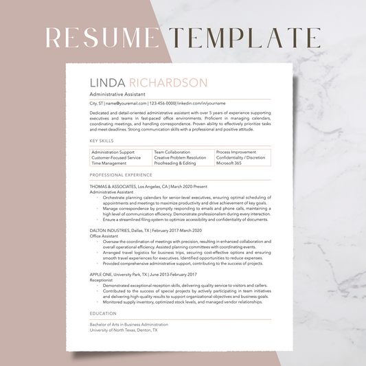 ATS-Friendly Resume Template for Google Docs, Word, Pages - Digital Download (Style 106)