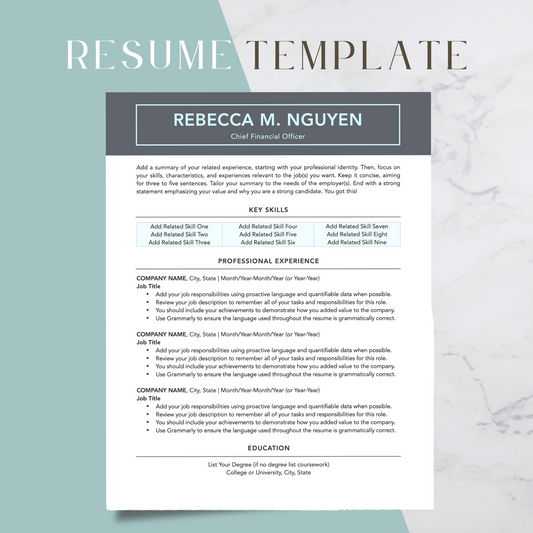 ATS-Friendly Resume Template for Google Docs, Word, Pages - Digital Download (Style 110)