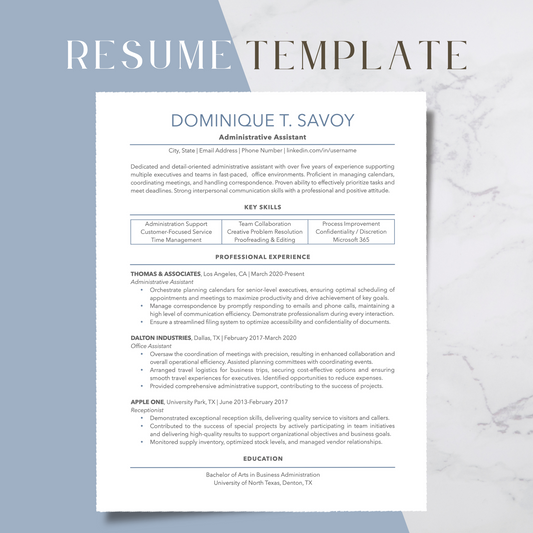ATS-Friendly Resume Template for Google Docs, Word, Pages - Digital Download (Style 107)